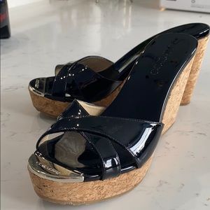 Jimmy Choo black wedge sandals sz 38